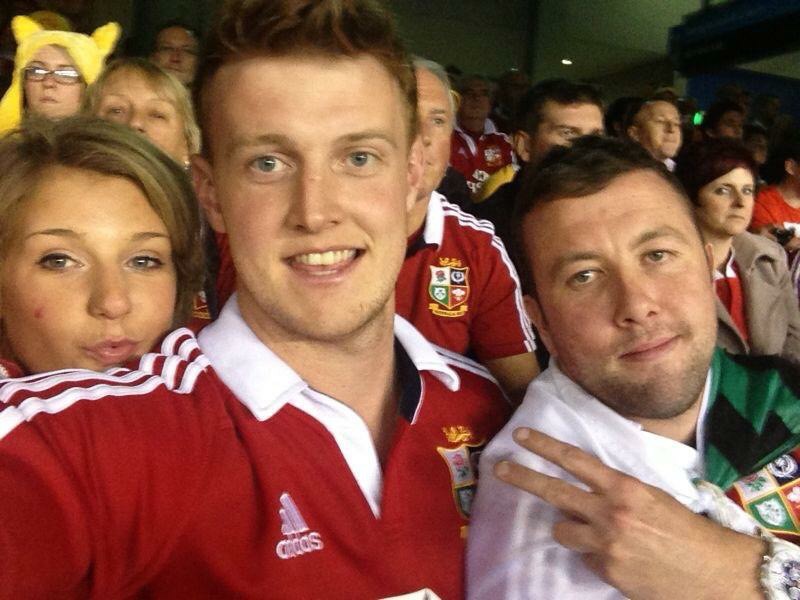 Us at the Lions rugby game in Melbourne